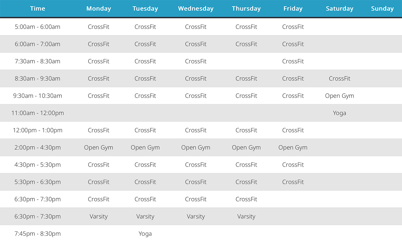 Triangle CrossFit schedule